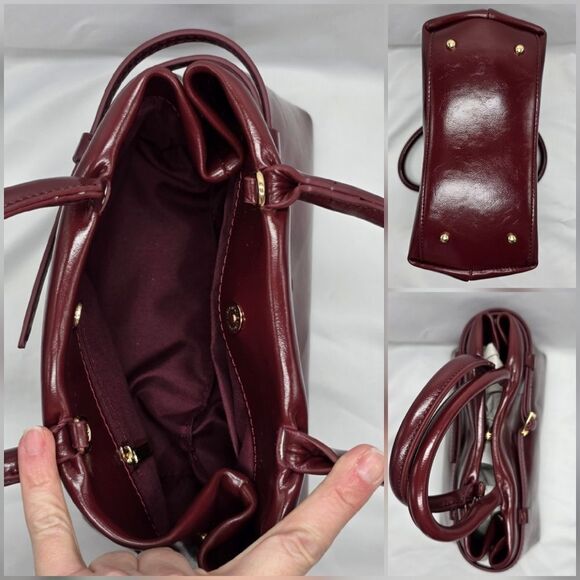🩵⏭️NWT Burgundy Faux Leather Satchel Purse - Picture 10 of 15
